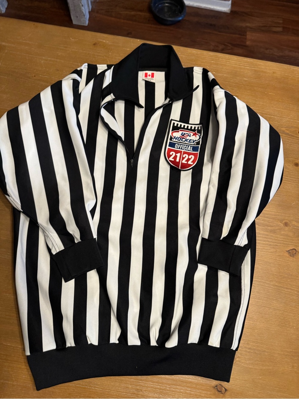 CCM Black and White Striped Referee Pullover and pants